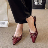 KYLETHOMASW  -  Women Pointed Toe Heeled Sandals Bow Sexy Slippers Slingback Summer Shoes Party 2025 Trend New Fashion Dress Woman Shoes Zapatos