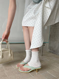 KYLETHOMASW  -  Street Style Fashion Thin Low Heels Slippers Square Head Clip Toe Sandals Female Mules Slides Shoes Beach Flip Flops