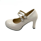 KYLETHOMASW  -  Designer Thick Heel Women Mary Jane Shoes Concise Shallow Belt Buckle Shoes Spring Ladies Outdoor Elegant Dress Dancing Pumps