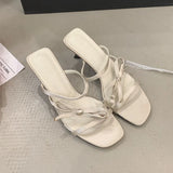 KYLETHOMASW  -  Female Slip On Footwear Sexy Ladies Thin Heels Shoes New In Summer Spring Fashion Butterfly-Knot Women High Heels Pumps Shoes