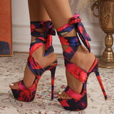 KYLETHOMASW  -  Model Catwalk 16CM Super High Heels Platform Sandals For Women Sexy Open Toe Banquet Party Stripper Pole Dance Shoes Red