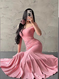KYLETHOMASW  -  Sexy Slim Elegant Lady Long Dress Summer Short Sleeve Square Neck Pleated Fishtail Tight Party Dresses for Women