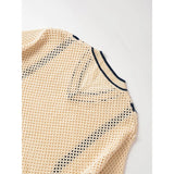 KYLETHOMASW  -  Women Hollow Out Knit Pullover Short Sleeve V Neck Casual Loose Sweater Autumn Tops