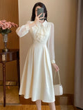 KYLETHOMASW  -  Early Spring Temperament Dresses New Long Sleeved Slim Fitting A Word Dress Thin Advanced Commuting Waist Vestido Women