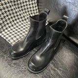 KYLETHOMASW  -  New Women's Chelsea Boots Retro Square Toe Women Ankle Boots Large Size Stretch female Cigarette Boots