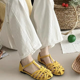 KYLETHOMASW  -  Summer Fashion Weaving Hollow Flat Bottom Baotou Comfortable Soft Bottom Sandals for Women's Casual Versatile Sandals
