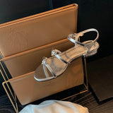 KYLETHOMASW  -  Sandals for Women Summer Round Headed Double with Heart-shaped Diamond Buckle Adjustable Sandal Slippers New Flat Sandals