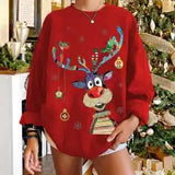 KYLETHOMASW  -  Women's New Sweatshirt Plus Velvet Christmas Deer Top European and American Daily Casual Women's Clothing