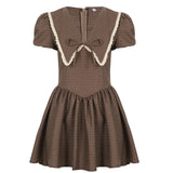 KYLETHOMASW  -  Bow Lace-up Dress New V-neck Lace Edge Solid Color Skirt