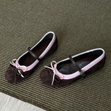 KYLETHOMASW  -  Fashion Mixed Color Bow Embellished Ballet Flats For Women Faux Suede Buckle Comfort Mary Jane Shoes Elegant Party Dress Shoes