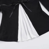 KYLETHOMASW  -  French Sweet Patchwork Contrast Color Fake Two Piece Slim Square Collar Long Sleeve Slim T-Shirts