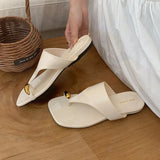 KYLETHOMASW  -  Luxury Summer Beach Female Slides Ladies Flats Slippers Shoes Fashion Metal Women Flats Slippers Shoes Sandals Flip flops