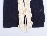 KYLETHOMASW  -  Women Contrasting Ruffle Knit Tank Tops Sexy V Neck Front Tie Holiday Casual Summer Crop Top