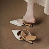 KYLETHOMASW  -  Absolutely Beautiful Slip-on Pointed Toe Sandals for Women, Outdoor Half-slippers, Summer French-style High-heeled Sandals
