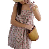 KYLETHOMASW  -  Womens French Vintage Floral Print Casual Loose Fit Strap Jumper Dress