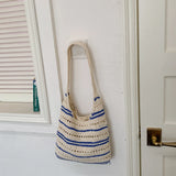 KYLETHOMASW  -  Stripe Knitted Tote Bag Underarm Shoulder Bags High Capaci Bolsa Beach Bolsos mujer Bolsas Lazy Style Casual Sac Femme