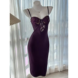 KYLETHOMASW  -  Women's Elegant Lace Patchwork Bodycon Midi Dress Spaghetti Strap V Bust Cocktail Party Dress