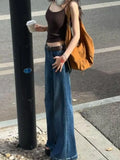 KYLETHOMASW  -  Tall Extended American Retro Spice Girl Low Waist Slightly Pulled Jeans Women's Summer Leg Elastic Straight Flared Pants