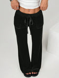 KYLETHOMASW  -  Autumn Winter Lady High Waist Casual Solid Velvet Flared Trousers Autumn Winter Lady High Waist Casual Velvet Flared Trousers