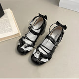 KYLETHOMASW  -  Butterfly-knot Lolita Women Mary Jane Shoes Elegant Round Toe Thick Heel Shoes Ladies Fashion Dress Pumps