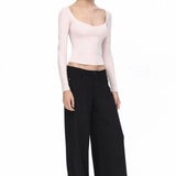 KYLETHOMASW  -  Women T Shirts V Neck Stretch Slim Long Sleeve 2025 Autumn Fashion New Basic Crop Tops Female Y2k Tee Shirt Casual