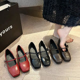 KYLETHOMASW  -  Shoes for Women New Fashion Medium Heeled Women Single Shoes Soft and Comfortable Red Ballet Shoes Zapatos De Mujer