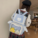 KYLETHOMASW  -  Large Capacity Ita Mochila Transparent Mochilas Preppy Style Mujer School Bag Student Backpack Heart Backpacks