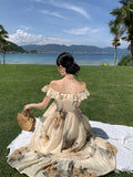 KYLETHOMASW  -  Floral Prints Midi Dresses for Women Vintage Fashion Elegant French Clothing Casual Holiday Beach Party Summer New