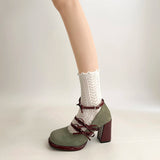 KYLETHOMASW  -  Designer Luxury Spring Thick Heel Women Mary Jane Shoes Butterfly-knot Buckle Strap Shoes Ladies Elegant Dancing Party Pumps