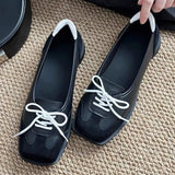 KYLETHOMASW  -  Novelty Lace Up Ballet Sneaker Flats Women Square Toe Splicing Design British Style Mary Jane Shoes Cozy Non-Slip Designer Pumps