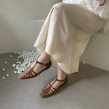 KYLETHOMASW  -  T-strap Rome Flat Sandals Women Hollow Out Vintage Summer Mary Janes Shoes Ladies Pu Leather Holiday Elegant Gladiator Sandals