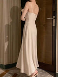 KYLETHOMASW  -  Elegant Spaghetti Straps Champagne Wedding Guest Dress Spring Summer Casual A-line Midi Dresses Evening Party Korea Vestido Muje