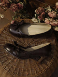 KYLETHOMASW  -  French Butterfly Knot Retro round Head High Heels Women's Autumn New Coarse Heel Versatile Commuting Outdoor Wear Low Cut
