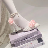 KYLETHOMASW  -  Elegant woman heeled shoes pink wedding bridal heels for ladies rose Lolita cosplay heels y2k cutecore dress shoes