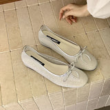 KYLETHOMASW  -  Fashion Lace Butterfly-Knot Women Flats Slip On Shoes Luxury Female Shallow Footwear Round Toe Ballet Flats Ladies Shoes Summer