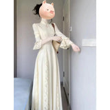 KYLETHOMASW  -  Large Size New Chinese Women Elegant National Style Dress Autumn Winter Cheongsam Improved Version Beautiful Hanfu A-line Dress