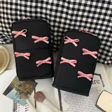 KYLETHOMASW  -  Pink Bowknot Nylon Vertical Makeup Bag Pencil Case Partitioned Bow Cosmetic Bag Waterproof Makeup Brush Storage