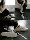 KYLETHOMASW  -  Korean Style Ballet Flat Shoes with Bow Cross Lacing Mary Janes Low Heel Women's New Arrival Breathable Comfortable Slip-On