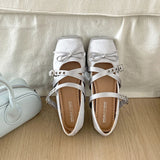 KYLETHOMASW  -  Summer Butterfly-knot Flat Mary Jane Women Comfort Soft Sole Ladies Elegnat Square Toe Dress Ballets Shoes