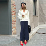 KYLETHOMASW  -  Solid V Neck Single Breasted Knit Cardigan Pocket Front Drop Shoulder 2025 Autumn Casual Women Coat Daily Cozy Chic Lady Sweater