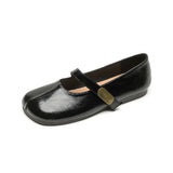 KYLETHOMASW  -  Retro Belt Strap Mary Janes Woman Lolita Flats Shoes Square Toe Cozy Slip On Loafers Female Solid Pu Leather Mocasines De Mujer