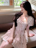 KYLETHOMASW  -  French Style Sweet Elegant New 2 Piece Sets Women Cute Bow Y2k Tops + Cake Skirts Harajuku Female Korean Popular Clothing 2025