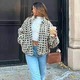 KYLETHOMASW  -  Casual Lamb's Wool Patchwork Women Coat Print 3d Flower Pocket Long Sleeve Zippers Female Jacket 2025 Autumn Winter Lady Outwear