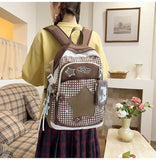KYLETHOMASW  -  High-capacity Transparent Star Dot Ita Bags Sweet Y2k Aesthetic Ins Students Backpacks Contrast Color Patchwork Women Schoolbags