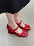 KYLETHOMASW  -  Sweet Bow Decoration Strange Heel Round Toe Mary Jane Shoes for Women Street Style Designer High Heels Elegant Party Dress Shoes