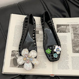 KYLETHOMASW  - fashionab Flower Decor Jelly women's Sandals Square Toe Hollow‑Out women's Slippers Non‑Slip Beach Slip‑On Casual women's shoes