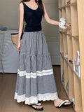 KYLETHOMASW  -  Loose Gentle A-Line Skirts Women Chic Patchwork Lace Sweet 2024 High Street New Summer Office Lady Vintage Casual