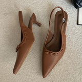 KYLETHOMASW  -  New Fashion Butterfly-knot Buckle Strap Woman Pumps Elegant Slingbacks Thin Low Heels Wedding Party Shoes