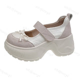 KYLETHOMASW  -  Autumn Bow Decoration Shallow Mouth Sports Single Shoes for Women Elegant Versatile Comfortable Thick Soled Mary Jane Shoes