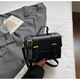 KYLETHOMASW  -  Ladies Fashionable PU Leather Square Box Bag Urban Simple Style Shoulder Crossbody Bag Daily Match Soft Hardness Zipper Opening
